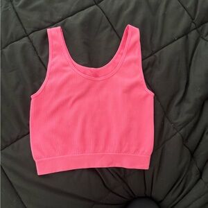 Pink Ribbed Crop Tank Top